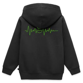 vegan ekg Herzschlag Puls veganuary Tierrechte - Kinder Premium Organic Zip Hoodie - Schwarz - Hinten - AI Model Kid Male (0cm)