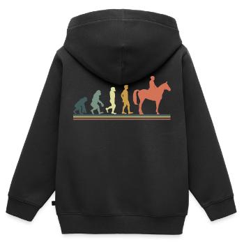 Evolution cheval - Sweat Premium à capuche zippé enfant bio - noir - Dos - AI Model Kid Male (0cm)