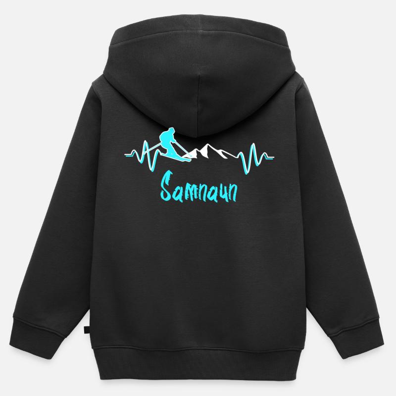 Ski Samnaun - Sweat Premium à capuche zippé enfant bio - noir