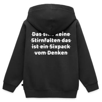 witzige sprüche sixpack - Kinder Premium Organic Zip Hoodie - Schwarz - Hinten - AI Model Kid Male (0cm)
