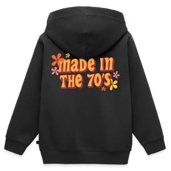 made in the 70s - Kinder Premium Organic Zip Hoodie - Schwarz - Hinten - AI Model Kid Male (0cm)