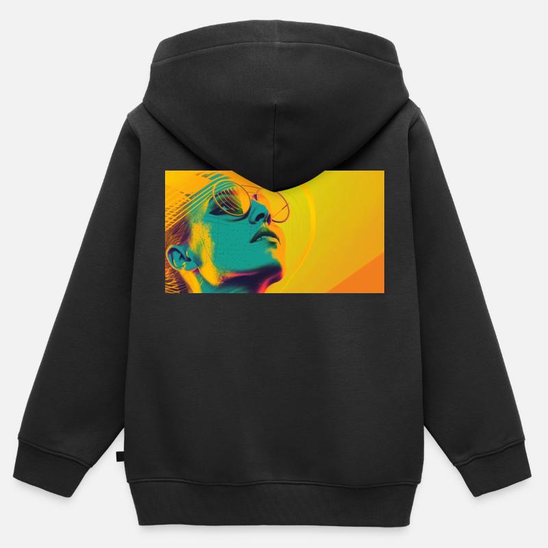 Silhouette ensoleillée - Sweat Premium à capuche zippé enfant bio - noir