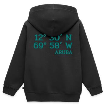 Coordonnateurs Aruba - Coordonnées - Caraïbes - Sweat Premium à capuche zippé enfant bio - noir - Dos - AI Model Kid Male (0cm)