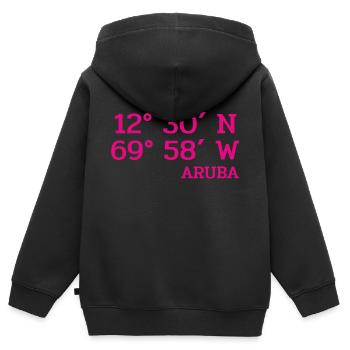 Coordonnateurs Aruba - Coordonnées - Caraïbes - Sweat Premium à capuche zippé enfant bio - noir - Dos - AI Model Kid Male (0cm)