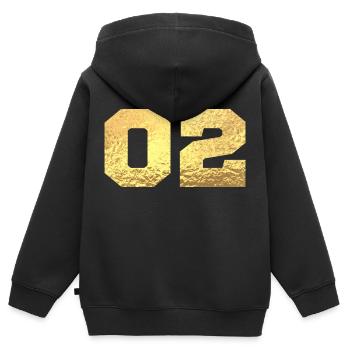 Nummer 2 Gold Glitter - 2. Jahrestag - Kinder Premium Organic Zip Hoodie - Schwarz - Hinten - AI Model Kid Male (0cm)