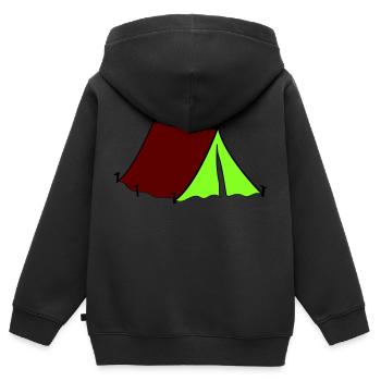 zelt - Kinder Premium Organic Zip Hoodie - Schwarz - Hinten - AI Model Kid Male (0cm)