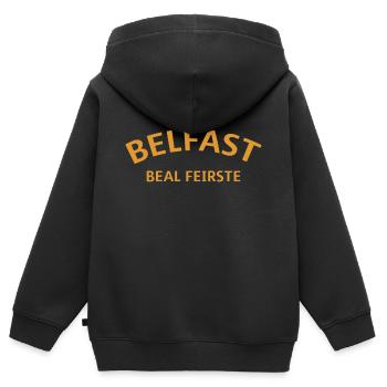 Belfast, Beal Feirste, Irlande du Nord, Irlande du Nord - Sweat Premium à capuche zippé enfant bio - noir - Dos - AI Model Kid Male (0cm)