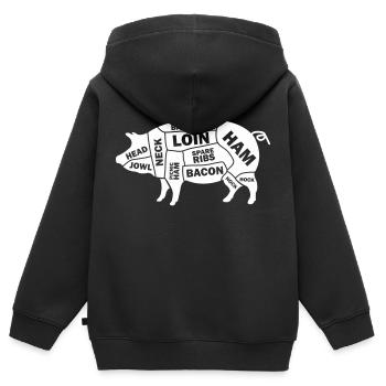 Pig Schwein - Kinder Premium Organic Zip Hoodie - Schwarz - Hinten - AI Model Kid Male (0cm)