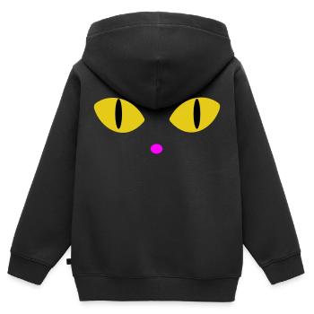 Yeux jaunes - Sweat Premium à capuche zippé enfant bio - noir - Dos - AI Model Kid Male (0cm)