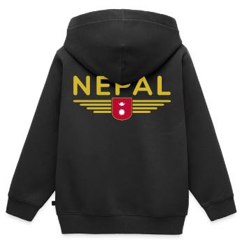 Nepal Design – Himalaya Abenteuer - Kinder Premium Organic Zip Hoodie - Schwarz - Hinten - AI Model Kid Male (0cm)
