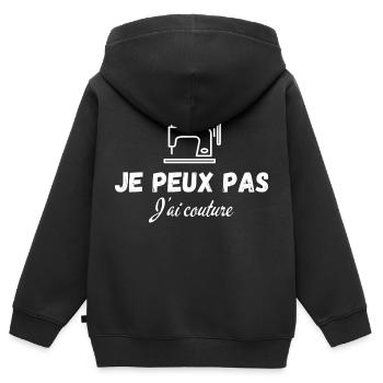 Ich kann nicht nähen - Kinder Premium Organic Zip Hoodie - Schwarz - Hinten - AI Model Kid Male (0cm)