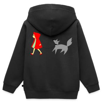 Rotkäppchen und der Wolf - Kinder Premium Organic Zip Hoodie - Schwarz - Hinten - AI Model Kid Male (0cm)