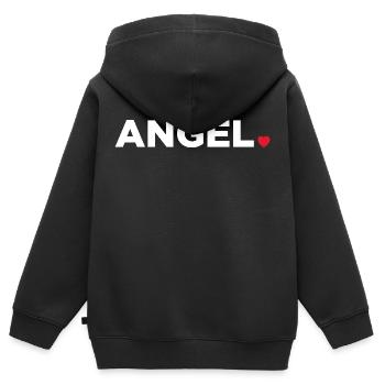 Ange - Sweat Premium à capuche zippé enfant bio - noir - Dos - AI Model Kid Male (0cm)