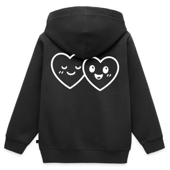 Herzen Paar Liebe - Kinder Premium Organic Zip Hoodie - Schwarz - Hinten - AI Model Kid Male (0cm)