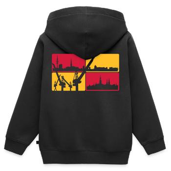 Hambourg horizon - Sweat Premium à capuche zippé enfant bio - noir - Dos - AI Model Kid Male (0cm)