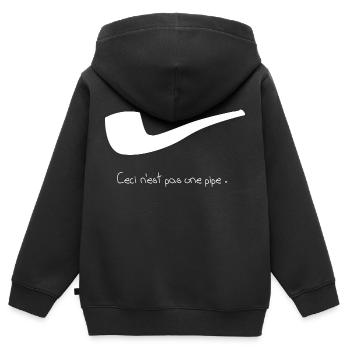 ceci n'est pas une pipe. - Kinder Premium Organic Zip Hoodie - Schwarz - Hinten - AI Model Kid Male (0cm)