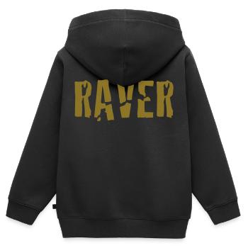 raver - Kinder Premium Organic Zip Hoodie - Schwarz - Hinten - AI Model Kid Male (0cm)