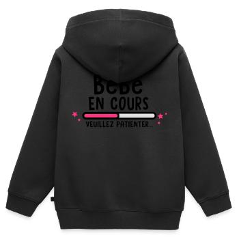 bébé en cours(veuillez patienter) - Sweat Premium à capuche zippé enfant bio - noir - Dos - AI Model Kid Male (0cm)