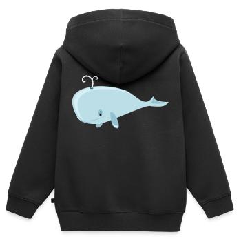 Wal - Kinder Premium Organic Zip Hoodie - Schwarz - Hinten - AI Model Kid Male (0cm)