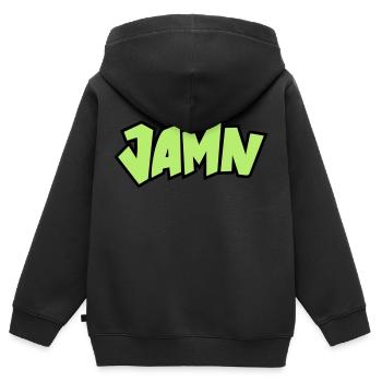 Jammin' JAMN Jamming in tha name of the Lord - Kinder Premium Organic Zip Hoodie - Schwarz - Hinten - AI Model Kid Male (0cm)