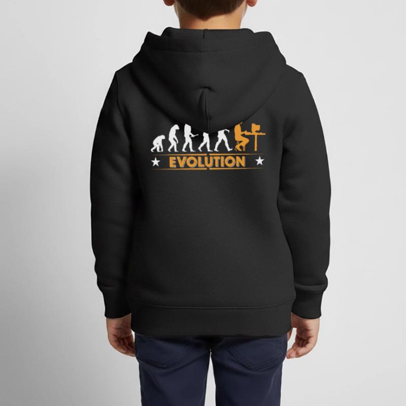Computer Nerd Evolution - orange/weiss Sweat Premium à capuche zippé enfant bio