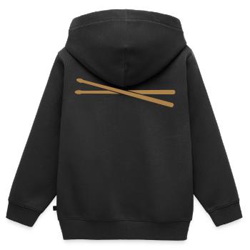 drumsticks Schlagzeuger, Schlagzeug - Kinder Premium Organic Zip Hoodie - Schwarz - Hinten - AI Model Kid Male (0cm)