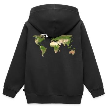 Polygon Weltkarte - Kinder Premium Organic Zip Hoodie - Schwarz - Hinten - AI Model Kid Male (0cm)