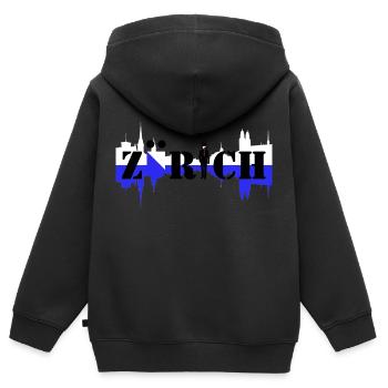 zürich - Sweat Premium à capuche zippé enfant bio - noir - Dos - AI Model Kid Male (0cm)