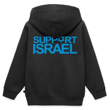 SUPPORT ISRAEL - Kinder Premium Organic Zip Hoodie - Schwarz - Hinten - AI Model Kid Male (0cm)