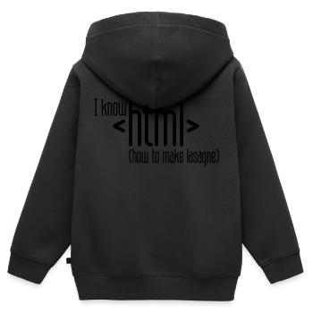 I know HTML - Kinder Premium Organic Zip Hoodie - Schwarz - Hinten - AI Model Kid Male (0cm)