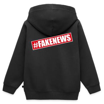 Hashtag Fake News Donald  - Sweat Premium à capuche zippé enfant bio - noir - Dos - AI Model Kid Male (0cm)