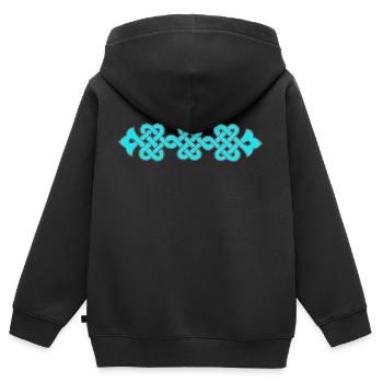 ornement complexe, turquoise - Sweat Premium à capuche zippé enfant bio - noir - Dos - AI Model Kid Male (0cm)