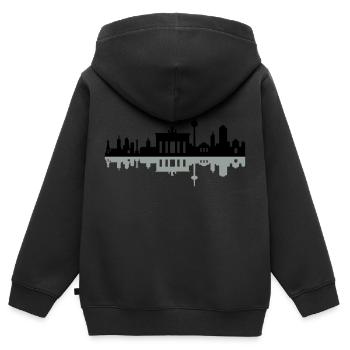 Skyline Berlin Schatten - Kinder Premium Organic Zip Hoodie - Schwarz - Hinten - AI Model Kid Male (0cm)