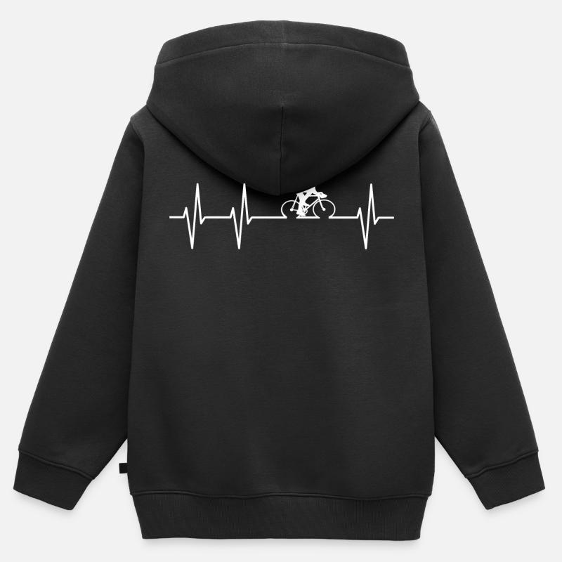 Vélo de route - Sweat Premium à capuche zippé enfant bio - noir