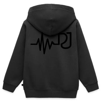 DJ - Kinder Premium Organic Zip Hoodie - Schwarz - Hinten - AI Model Kid Male (0cm)