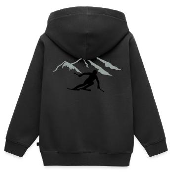 Ski - Kinder Premium Organic Zip Hoodie - Schwarz - Hinten - AI Model Kid Male (0cm)