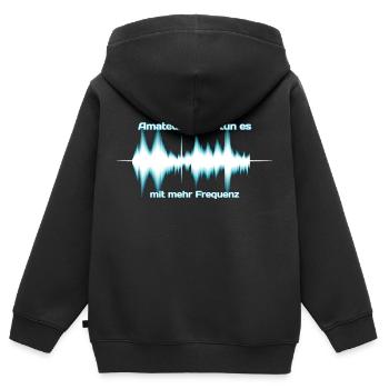Amateurfunker tun es mit mehr Frequenz - Kinder Premium Organic Zip Hoodie - Schwarz - Hinten - AI Model Kid Male (0cm)