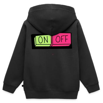 on und off button - Kinder Premium Organic Zip Hoodie - Schwarz - Hinten - AI Model Kid Male (0cm)