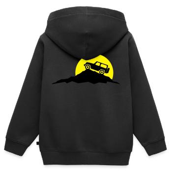 Reise - Berge Jeep - Kinder Premium Organic Zip Hoodie - Schwarz - Hinten - AI Model Kid Male (0cm)