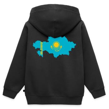 Kasachstan - Kinder Premium Organic Zip Hoodie - Schwarz - Hinten - AI Model Kid Male (0cm)