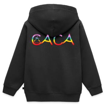 caca merde crotte bouse - Sweat Premium à capuche zippé enfant bio - noir - Dos - AI Model Kid Male (0cm)
