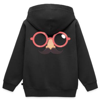 Brillen und Schnurrbart - Kinder Premium Organic Zip Hoodie - Schwarz - Hinten - AI Model Kid Male (0cm)