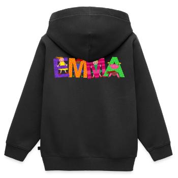 Emma - Sweat Premium à capuche zippé enfant bio - noir - Dos - AI Model Kid Male (0cm)