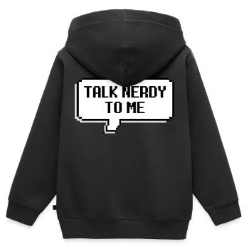 Talk Nerdy To Me 2.0 - Kinder Premium Organic Zip Hoodie - Schwarz - Hinten - AI Model Kid Male (0cm)