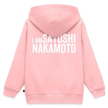 Ich bin Satoshi Nakamoto - Kinder Premium Organic Zip Hoodie - Rosa - Hinten - AI Model Kid Female (0cm)