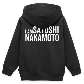 Ich bin Satoshi Nakamoto - Kinder Premium Organic Zip Hoodie - Schwarz - Hinten - AI Model Kid Male (0cm)
