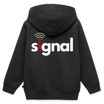 signal lost - Kids Premium Organic Zip-up Hoodie - black - Back - AI Model Kid Male (0cm)