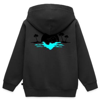 sunset delfine - Kinder Premium Organic Zip Hoodie - Schwarz - Hinten - AI Model Kid Male (0cm)