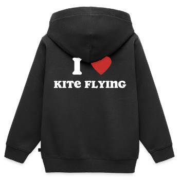 Ich liebe Drachenfliegen - Kinder Premium Organic Zip Hoodie - Schwarz - Hinten - AI Model Kid Male (0cm)
