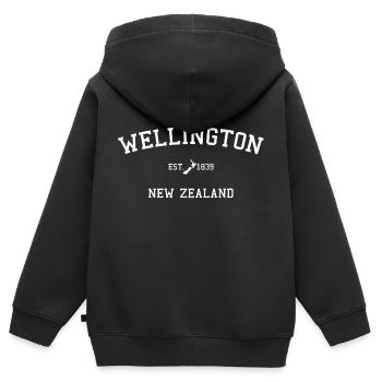 Nouvelle-Zélande - Wellington - Kiwi - Maori Neuseeland - Sweat Premium à capuche zippé enfant bio - noir - Dos - AI Model Kid Male (0cm)